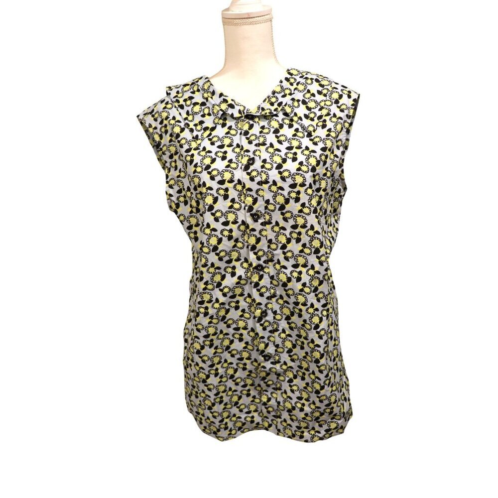Marni Floral Print Poplin Sleeveless Tank Top, Size 40 NWT